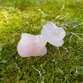 Handcrafted rose quartz rabbit figurines in pink natural crystal stone set of two - Rose Quartz