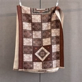 Dettaglio della sciarpa jacquard vintage a quadri con frange decorative fini - 185*65cm / Caffè (GSJ-668-Caffè)
