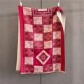 Detail of red and white jacquard scarf with traditional cloud patterns and fine fringe - 185*65cm / Red (GSJ-668-Red)