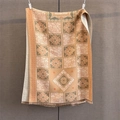 Detail of vintage plaid jacquard scarf with intricate tassel fringe and fabric texture - 185*65cm / Light Brown (GSJ-668-Light Brown)