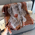 Eleganter Seidenschal mit Paisley-Muster in Vintage-Braun und Orange für Damen - 80x180cm / Kaffeebraun