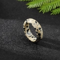 Dalmatian stone ring band featuring natural spotted patterns and a smooth finish - Dalmatian Jasper