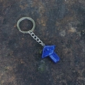 Lapis Lazuli gemstone mushroom keychain with blue natural mineral stone and silver ring - Lapis Lazuli