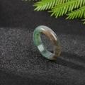 Natural agate stone ring with green and reddish-brown textures on black background - India Agate