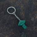 Green malachite mushroom keychain featuring natural stone pattern with silver keyring - Malachite (Synthetic)