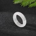Translucent white natural agate stone ring with smooth polished finish and organic texture - White Crystal