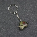 Natural dragon blood stone skull keychain with silver metal ring and chain - Dragon Blood Stone