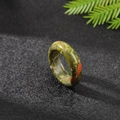Polished natural green and red Unakite stone ring with smooth rounded surface - Unakite