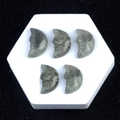 Set of five hand-carved Labradorite moon face stones in translucent grey-green hues - Grey Labradorite (Single Piece)