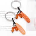 Portachiavi in agata arancione naturale a forma di goccia con perle di pietre preziose - Agata rossa
