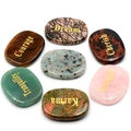 Polished natural crystal stones with golden engraved inspirational words set of seven - 7 Random Words
