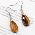 Tiger eye teardrop earrings with faceted gemstones and silver hooks for women - Tiger's Eye