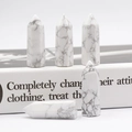 Set de cinco puntas de cristal de howlita blanca con vetas naturales de mármol gris - Howlita