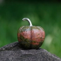 30mm natural unakite crystal pumpkin carving with silver metal stem for decor - Unakite