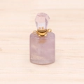 Colgante frasco de perfume de cristal púrpura con aro dorado y tapa facetada fina - Amatista
