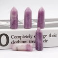 Set de cinco columnas de cristal de amatista natural de forma hexagonal en color violeta - Fosfosiderita