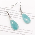 Faceted light blue amazonite teardrop earrings with silver hooks for jewelry making - Amazonite