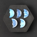 Set of five opalite moon face carved stones with translucent blue finish - Opalite (Synthetic) (Single Bead)