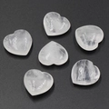 Set of 6 natural clear quartz heart-shaped stones with polished finish for DIY decor - White Crystal