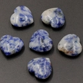 Set of six heart-shaped sodalite natural stones with blue and white polished finish - Blue Spot Jasper