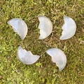 Set of 5 translucent moon face stones with intricate facial carvings on green moss - Grey Agate (Single Piece)