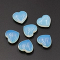 Set of six heart-shaped blue opalite stones with a smooth polished finish and no holes - Synthetic Opal