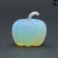 30mm Opalite pumpkin carving with iridescent blue glow and silver stem for decor - Synthetic Opal