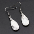 Facet-cut white marble teardrop earrings with silver fish hooks for women jewelry - Howlite
