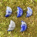 Lapis lazuli moon face carving natural stone pendant with deep blue mineral texture - Lapis Lazuli (Single Bead)