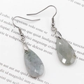 Faceted drop-shaped grey labradorite earrings with silver fishhook ear wires - Labradorite