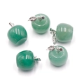 Set of five green aventurine apple pendants with silver leaf loops for DIY jewelry - Green Aventurine 1PC