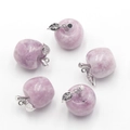 Natural purple amethyst apple shaped pendant with silver leaf detail for Christmas gifts - Purple Mica (1pc)