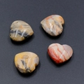 Set of four 20mm heart-shaped polished natural agate stones in various earthy tones - Crazy Agate