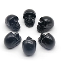 6er-Set schwarze Obsidian-Schädel-Skulpturen für Halloween mit polierter Oberfläche - Obsidian