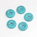 Five turquoise spacer beads with black matrix veins for DIY jewelry making and pendants - 12mm / Synthetic Blue Turquoise