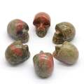 Handgeschnitztes 6er-Set Unakit-Edelsteinschädel für Halloween-Dekoration, 1 Zoll - Unakit