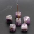 Gepolijste natuurlijke amethist kubus wierookhouder met gat voor zen-aromatherapie - Amethist