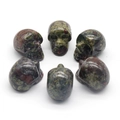 Set of 6 dragon blood stone skull carvings for Halloween decor or healing crystals - Dragon Blood Stone