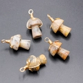 Colgantes de hongo de piedra natural hechos a mano con alambre dorado en 5 colores - Ágata Loca