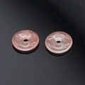 Two natural strawberry quartz donut beads with translucent pink texture for DIY jewelry - 12mm / Synthetic Watermelon Red