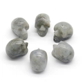 Set of 6 hand-carved natural labradorite skull figurines for healing and Halloween decor - Labradorite