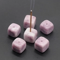 Set of 6 natural purple agate cube incense holders with smooth polished stone texture - Phosphosiderite