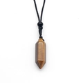 Collana con pendente esagonale in occhio di tigre e cordino nero regolabile - Occhio di tigre