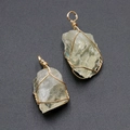 Natural yellow crystal wire wrapped pendants with handmade golden wire craftsmanship - Citrine