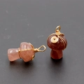 Colgantes de hongo de cristal rosa con alambre dorado hechos a mano para bisutería - Cuarzo Fresa