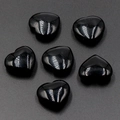 Polished 20mm heart-shaped natural black agate stones with smooth mirror-like finish - Obsidian