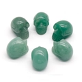 Set of 6 natural green quartz crystal skull carvings with polished finish for Halloween - Green Aventurine