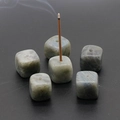Set of 6 labradorite stone cube incense burners with natural blue and grey flashes - Labradorite