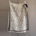 Detail of paisley pattern and soft fringe on vintage imitation cashmere scarf - Azure Blue