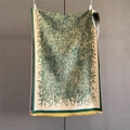 Detail of forest green and beige paisley cashmere scarf with yellow tassels and fine texture - 192x65cm / Dense Vegetation Forest Green (GSJ-631)